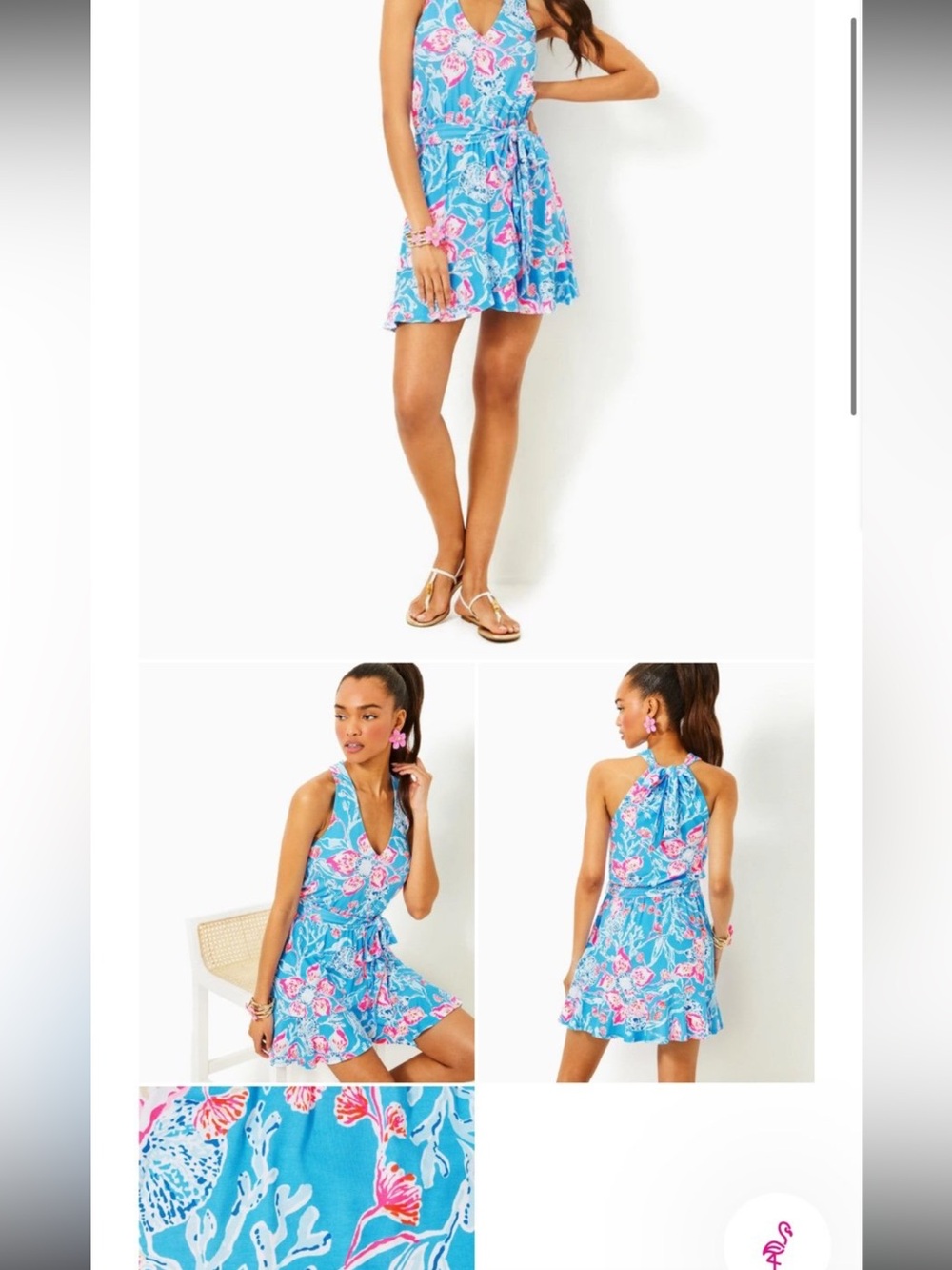 Lilly Pulitzer Camri Halter Romper  Bahamian Rhapsody Print Size XL - Picture 2 of 7